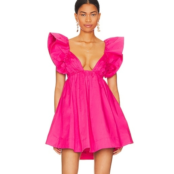 New!For Love and Lemons Hit Pink Clementine Dress - Picture 1 of 16